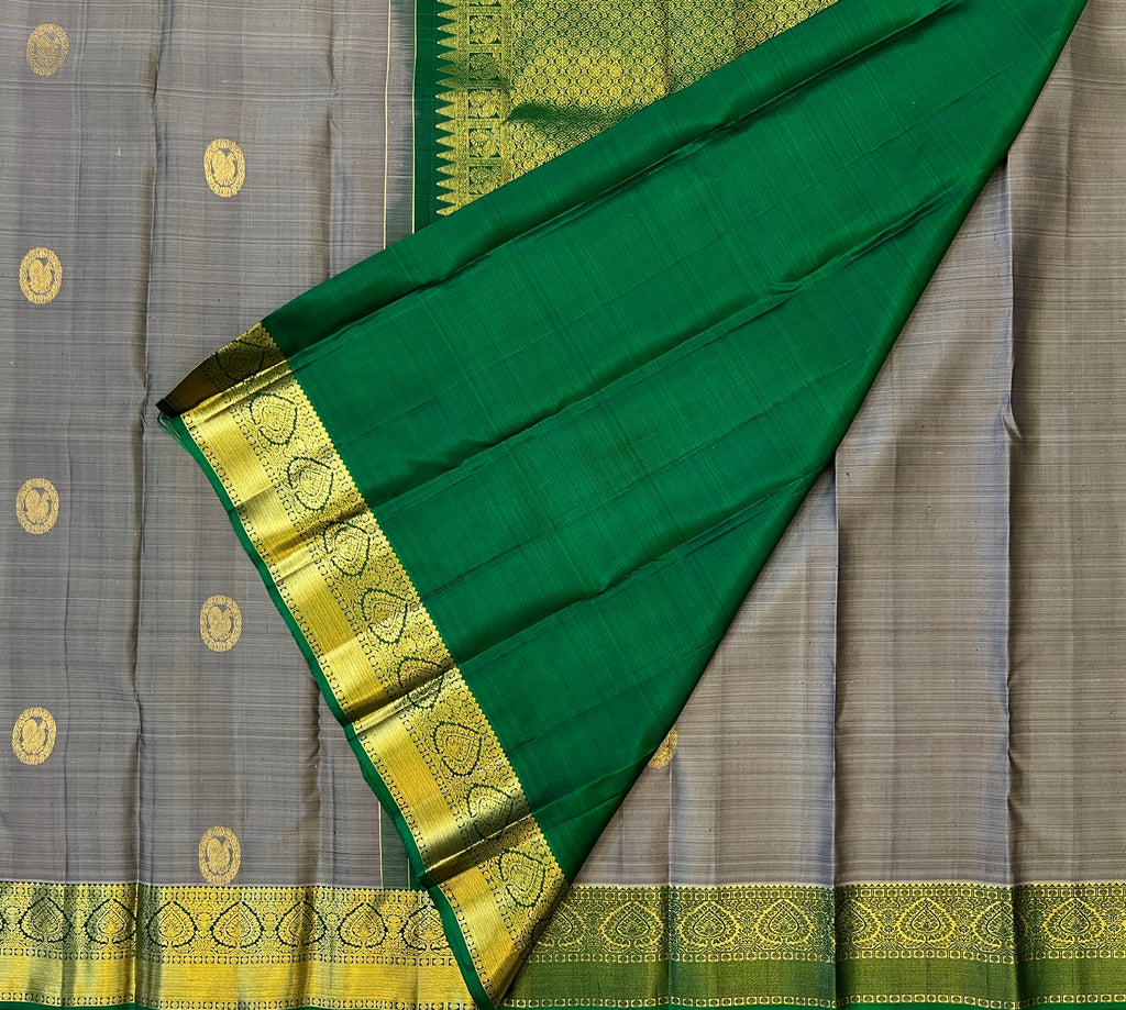 Silver Grey with Emerald Green Elegance