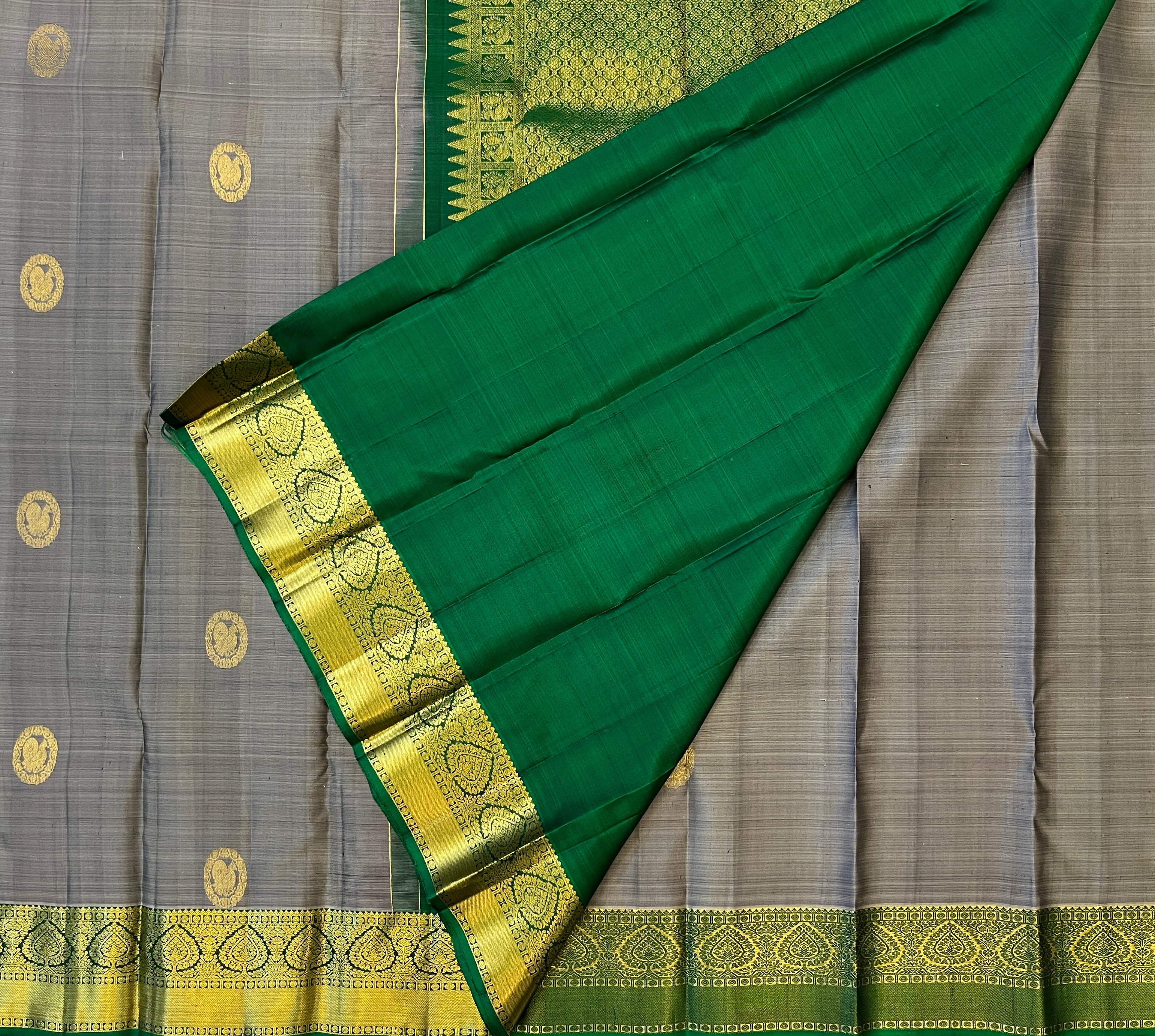 Silver Grey with Emerald Green Elegance