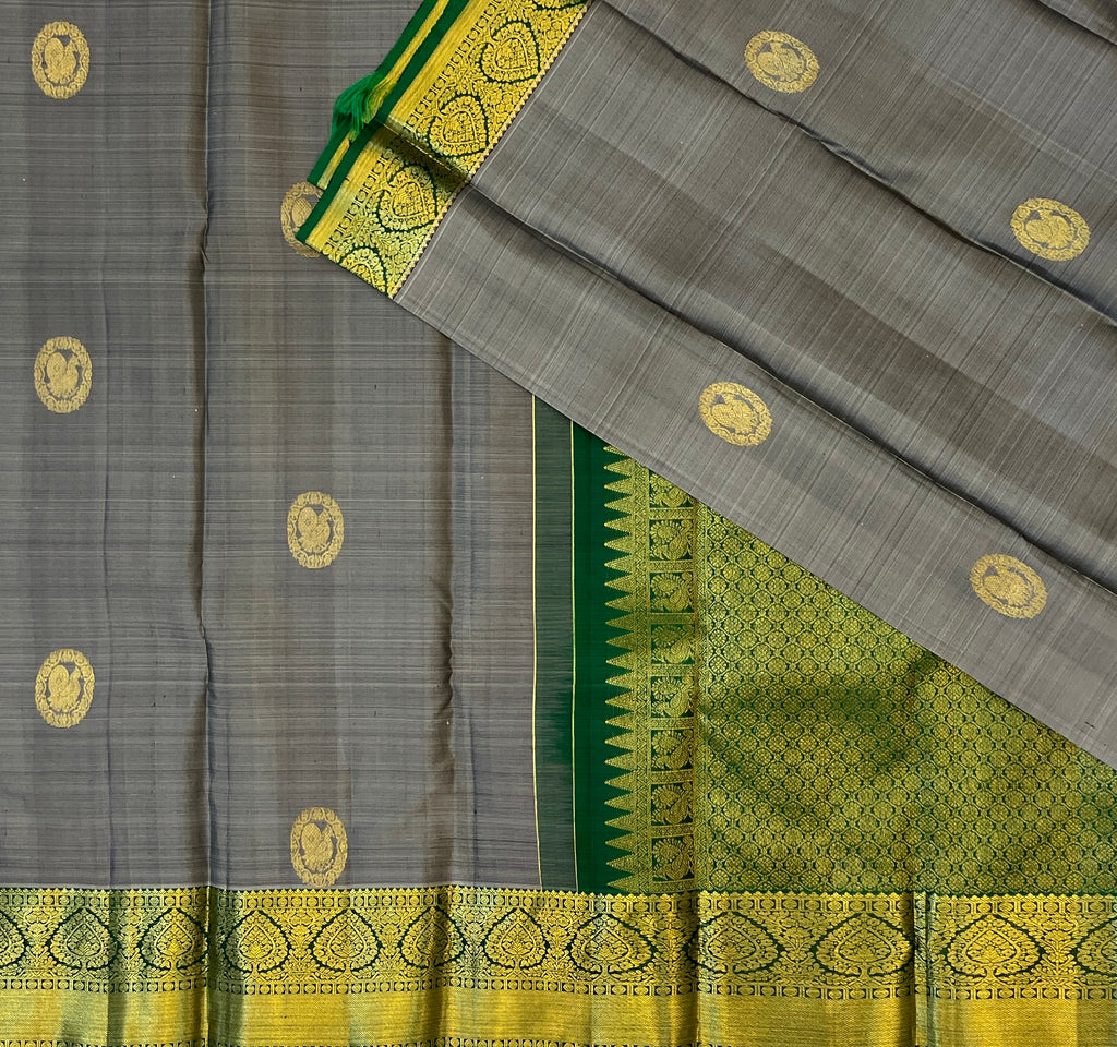 Silver Grey with Emerald Green Elegance