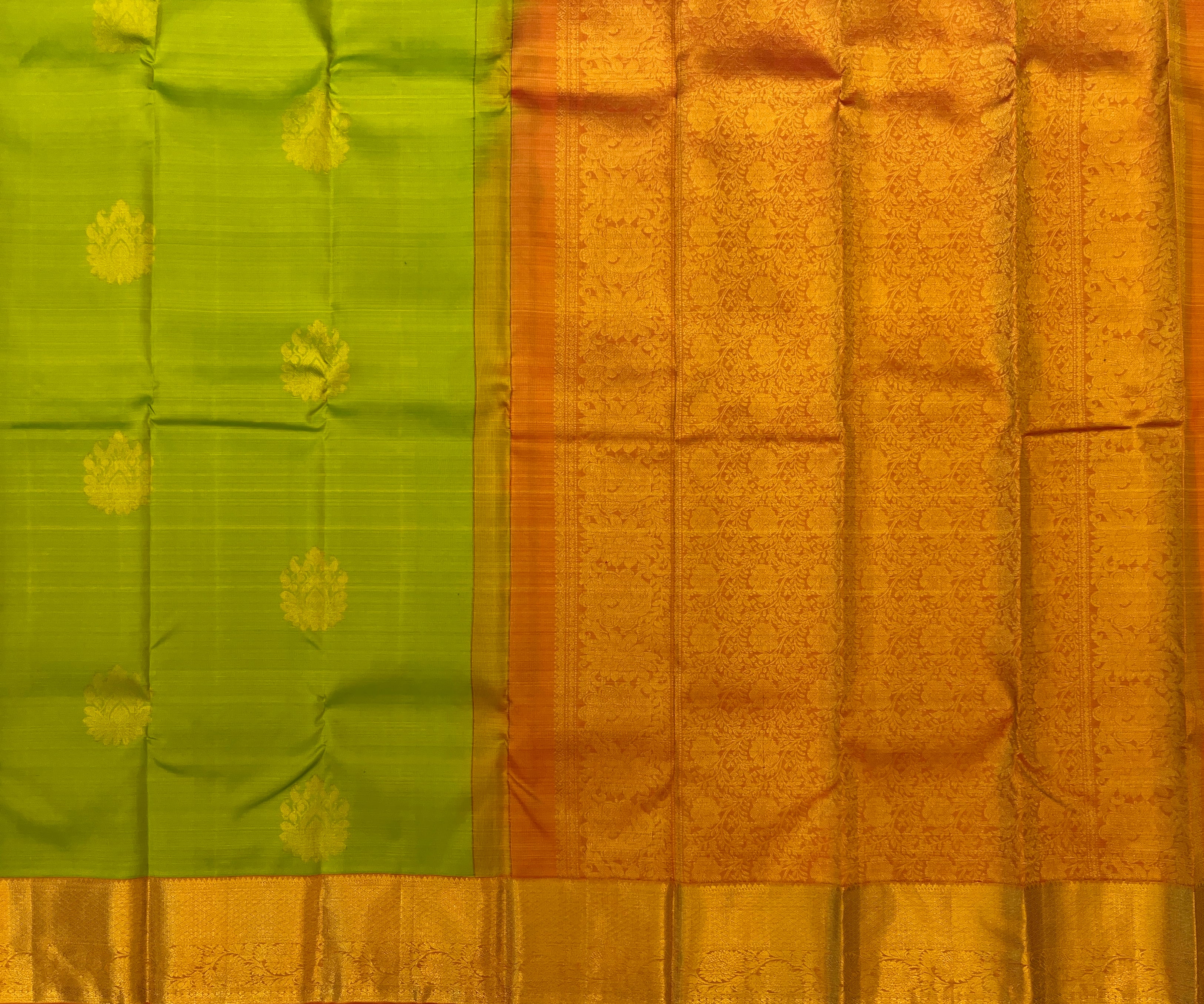 Parrot Green with Mustard Orange Elegance