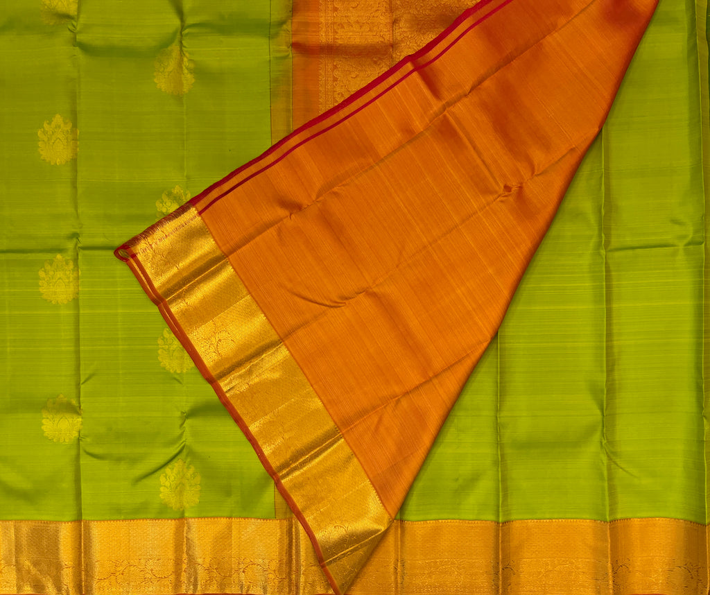 Parrot Green with Mustard Orange Elegance