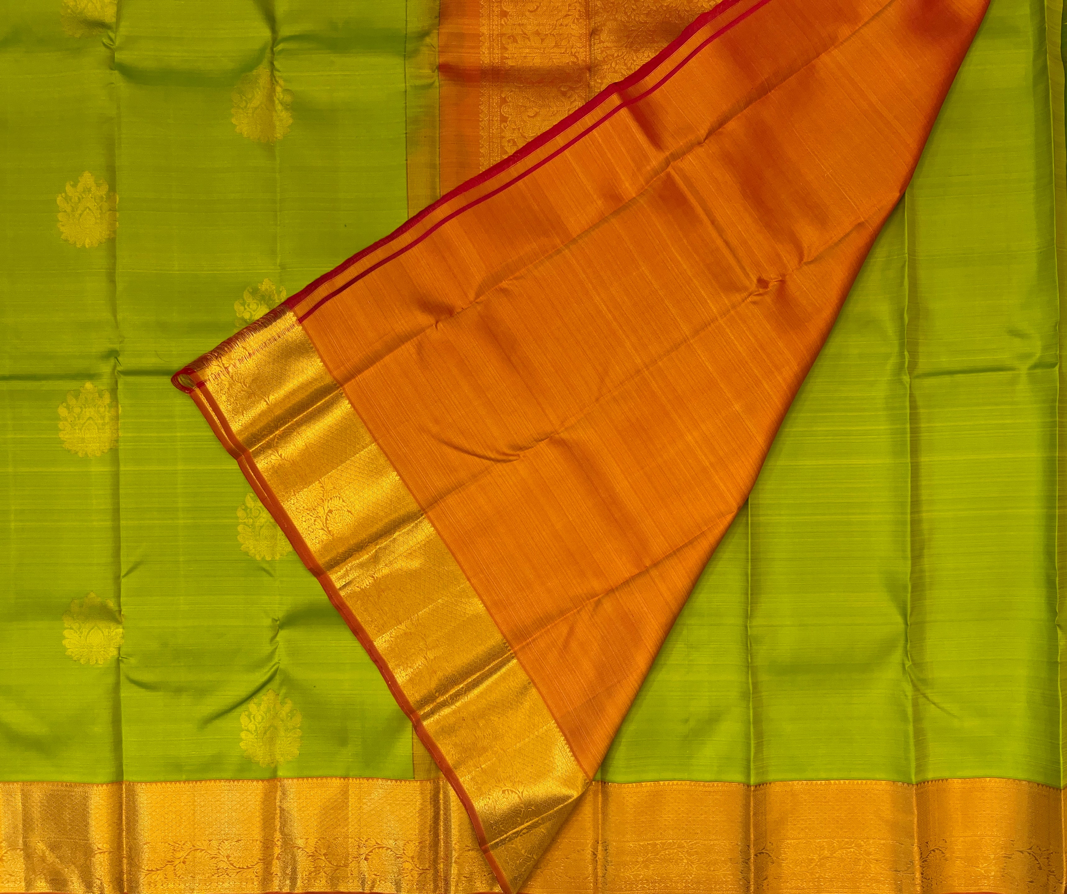 Parrot Green with Mustard Orange Elegance
