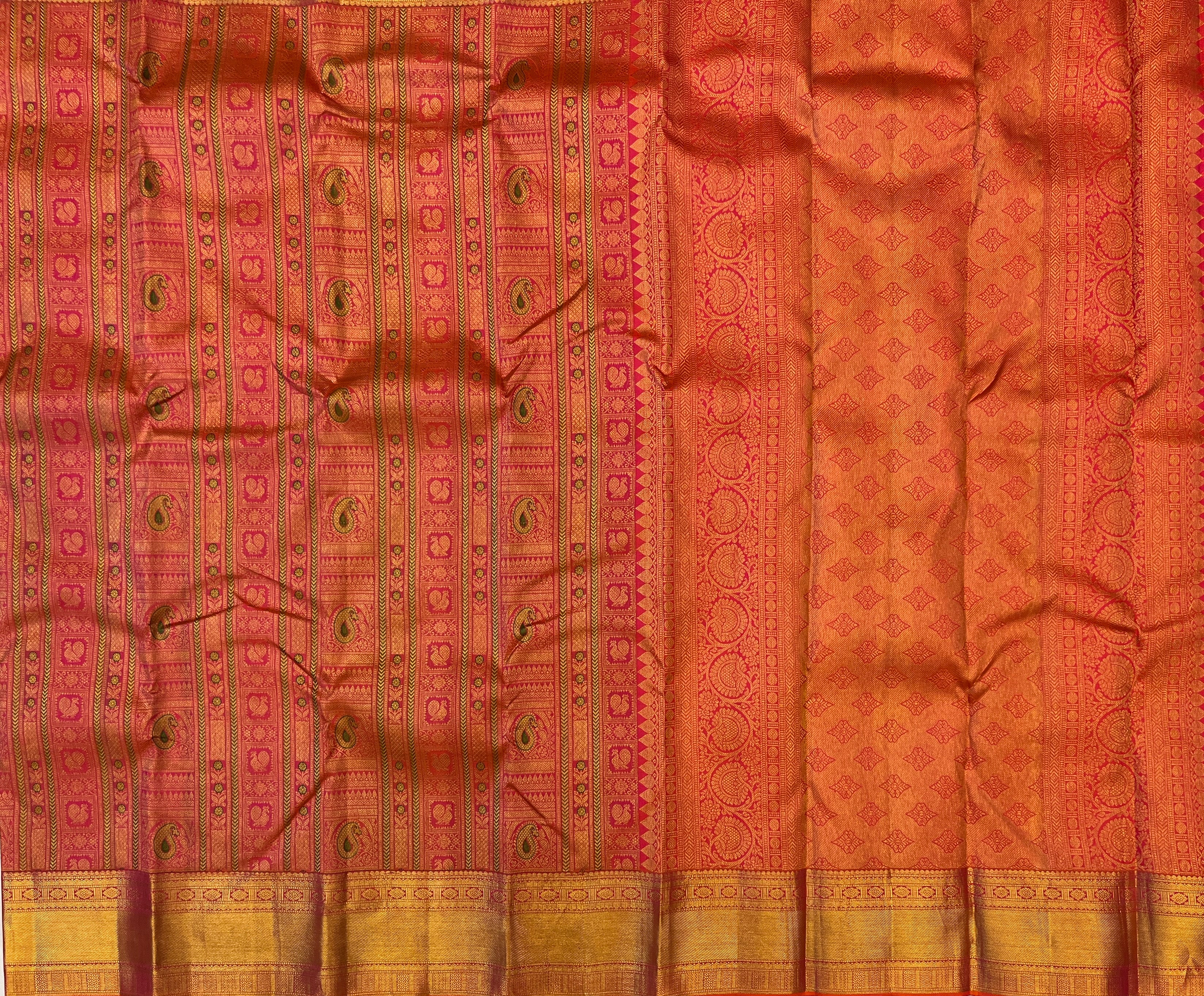 Magenta Banarasi Silk Saree with Gold Brocade Paisley Motifs Traditional